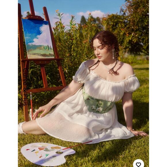 Cider Off Shoulder Corset Mini Dress Curve & Plus size large - Picture 3 of 11